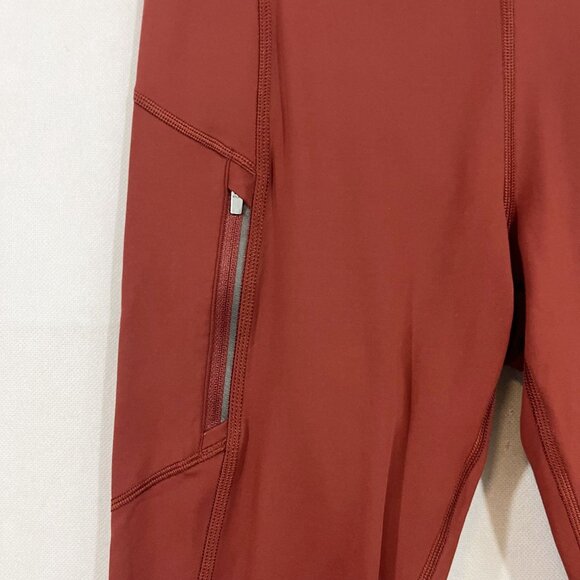 Athleta Rainer Tight Burnt Orange Zipper Leggings Workout Athletic Size Small - Picture 4 of 9